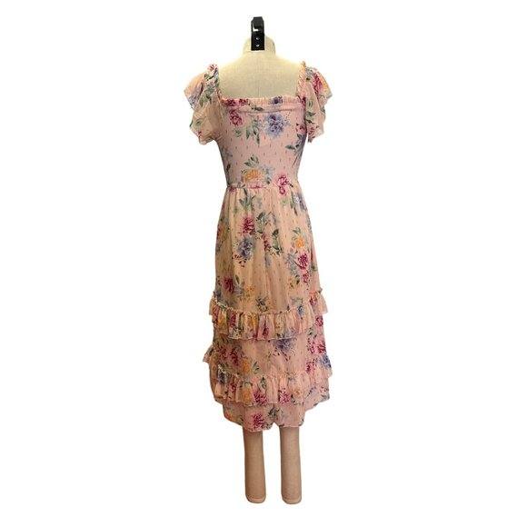 Girls Nina Floral Midi Dress By Rare Editions Blush Polyester Cotton - Picture 6 of 8